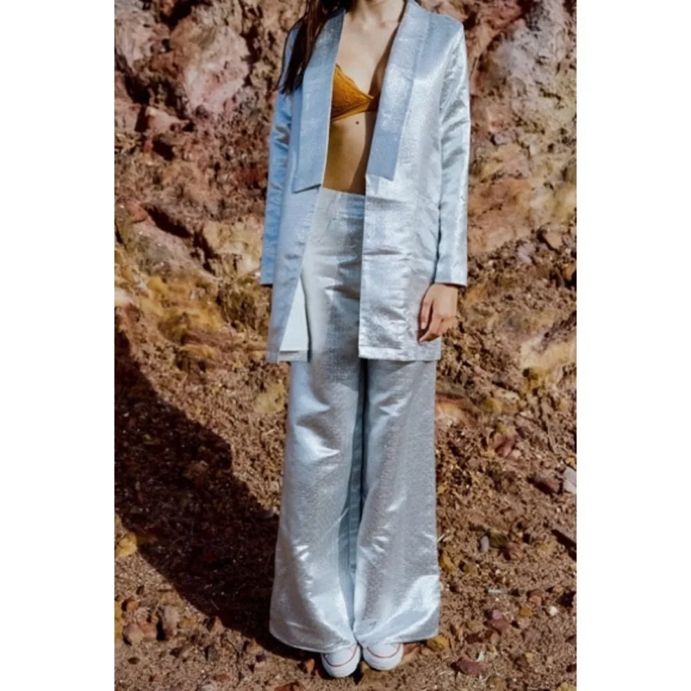 Free People NWT Lenni Calcite Suit US 2 XS Silver Maximalist Metallic Party Sexy - Picture 15 of 16